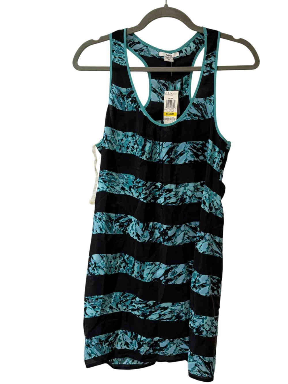 Bar III Blue Marble Stripe Racerback Silk Dress. NWT Medium